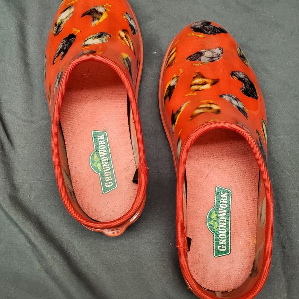 GroundWork Bird Print Garden Clogs Waterproof Slip On Farm Yard Work Shoes